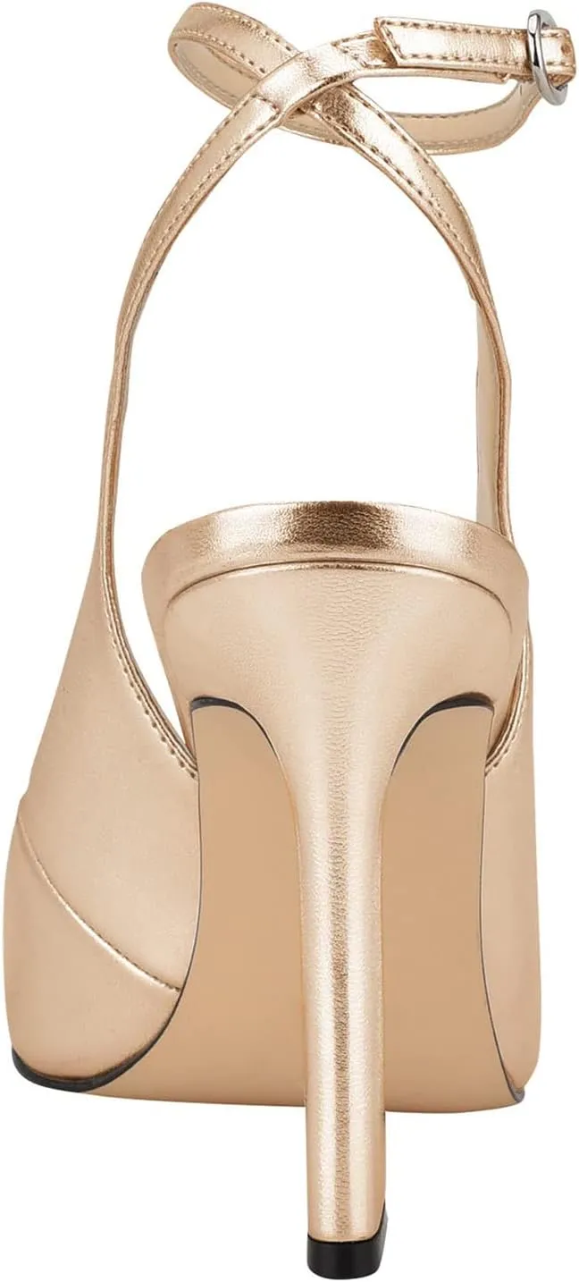 FOWT Women’s Ankle Buckle Straps Slingback Pumps High Stiletto Heels Gradient Color Pump for Girls Pointed Toe Sandals of Satin Office Dress Female Shoes 4-16 US