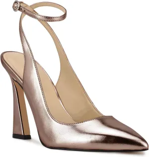FOWT Women’s Ankle Buckle Straps Slingback Pumps High Stiletto Heels Gradient Color Pump for Girls Pointed Toe Sandals of Satin Office Dress Female Shoes 4-16 US