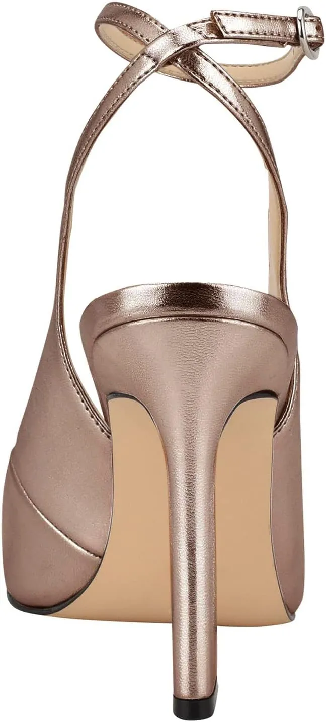 FOWT Women’s Ankle Buckle Straps Slingback Pumps High Stiletto Heels Gradient Color Pump for Girls Pointed Toe Sandals of Satin Office Dress Female Shoes 4-16 US