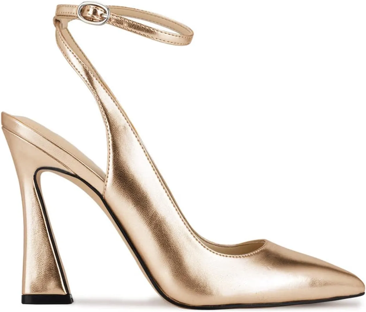 FOWT Women’s Ankle Buckle Straps Slingback Pumps High Stiletto Heels Gradient Color Pump for Girls Pointed Toe Sandals of Satin Office Dress Female Shoes 4-16 US