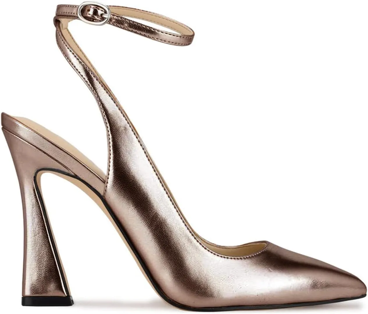 FOWT Women’s Ankle Buckle Straps Slingback Pumps High Stiletto Heels Gradient Color Pump for Girls Pointed Toe Sandals of Satin Office Dress Female Shoes 4-16 US