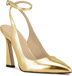 FOWT Women’s Ankle Buckle Straps Slingback Pumps High Stiletto Heels Gradient Color Pump for Girls Pointed Toe Sandals of Satin Office Dress Female Shoes 4-16 US