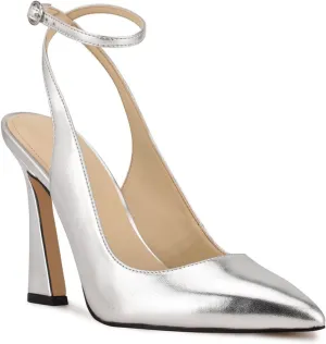 FOWT Women’s Ankle Buckle Straps Slingback Pumps High Stiletto Heels Gradient Color Pump for Girls Pointed Toe Sandals of Satin Office Dress Female Shoes 4-16 US