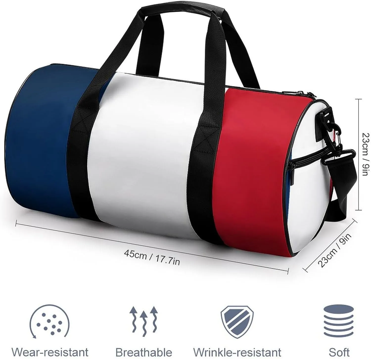 France Flag Gym Bag for Men Women with Wet Pocket Travel Duffel Sports Overnight Weekender