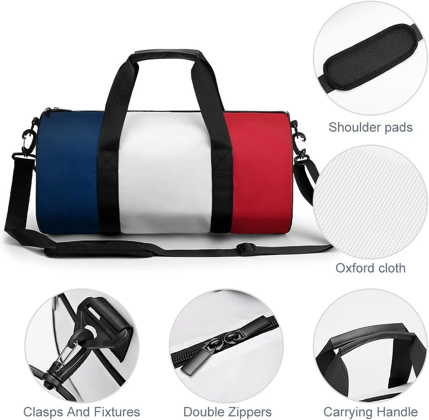 France Flag Gym Bag for Men Women with Wet Pocket Travel Duffel Sports Overnight Weekender