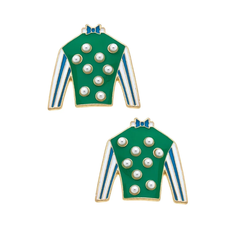 Freckles Jockey Silks Enamel Stud Earrings