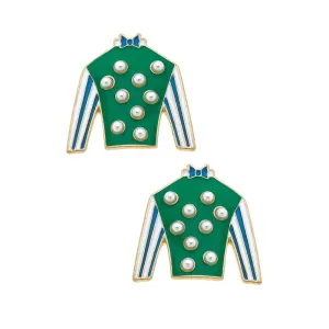 Freckles Jockey Silks Enamel Stud Earrings