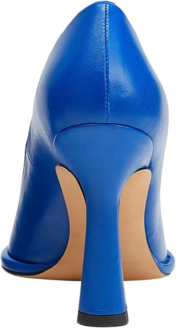 FSJ Women Classic Closed Almond Toe Thin Platform Pumps Slip On Stiletto High Heels Formal Business Wedding Shoes Size 4-16 US