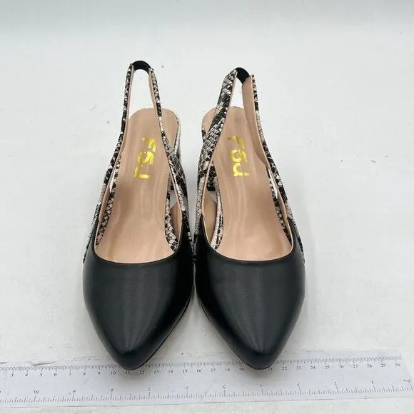 FSJ Women Retro Slingback Pointed Closed Toe Sandals Mid Block Heel Pump Strappy