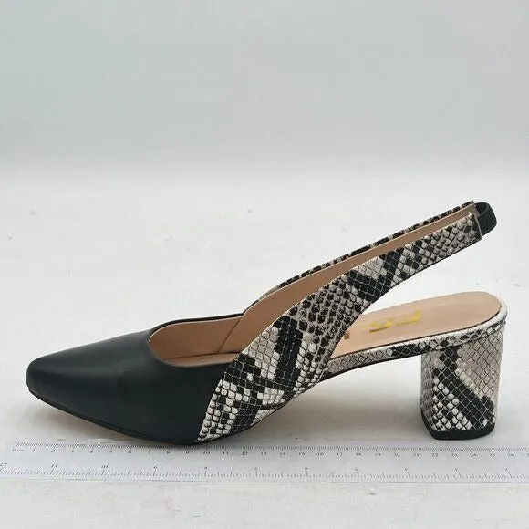 FSJ Women Retro Slingback Pointed Closed Toe Sandals Mid Block Heel Pump Strappy