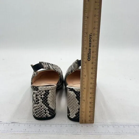 FSJ Women Retro Slingback Pointed Closed Toe Sandals Mid Block Heel Pump Strappy