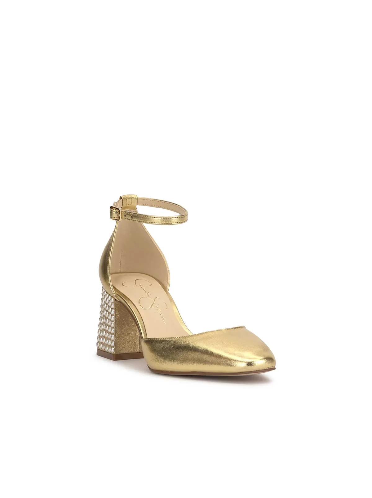 Fulian Block Heel Pump in Gold