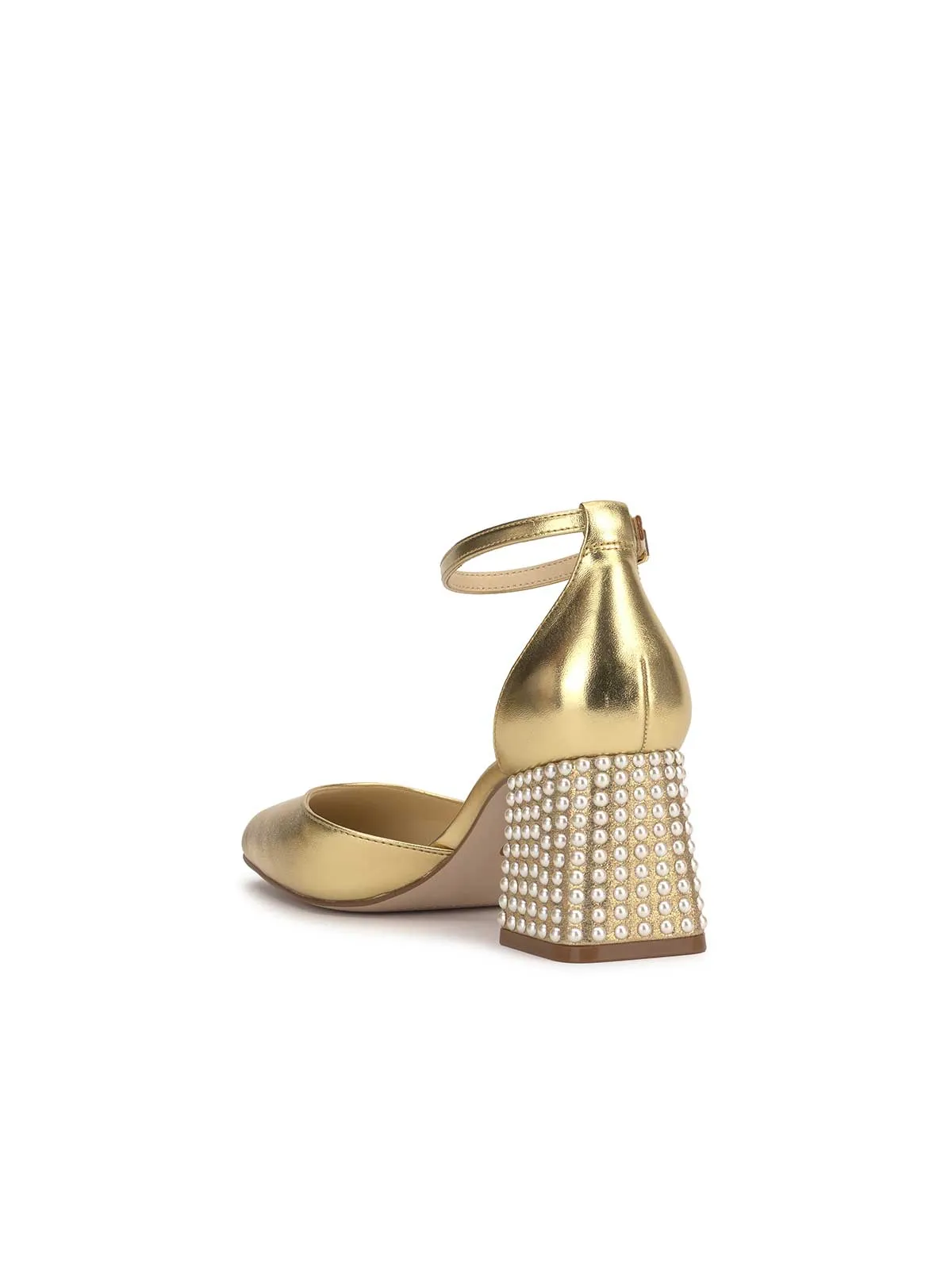 Fulian Block Heel Pump in Gold