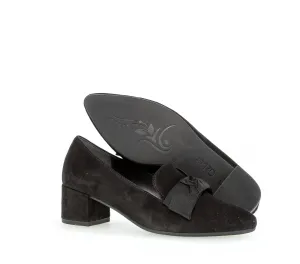 GABOR - 52.142.47 LOW HEEL COURT SHOE - BLACK SUEDE