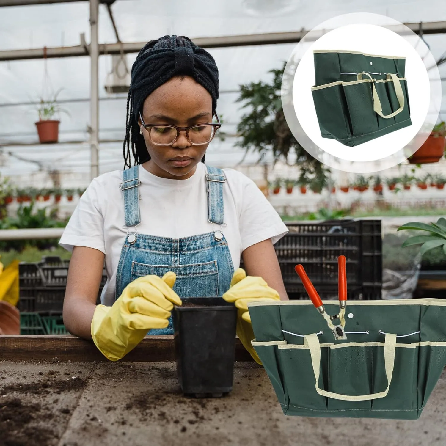 GANAZONO Tool Storage Tote Garden Tool Bag Organizer Oxford Fabric Durable and Tear-resistant for Gardeners