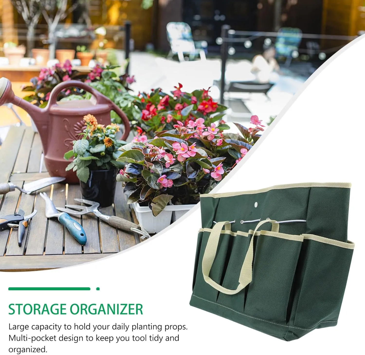 GANAZONO Tool Storage Tote Garden Tool Bag Organizer Oxford Fabric Durable and Tear-resistant for Gardeners