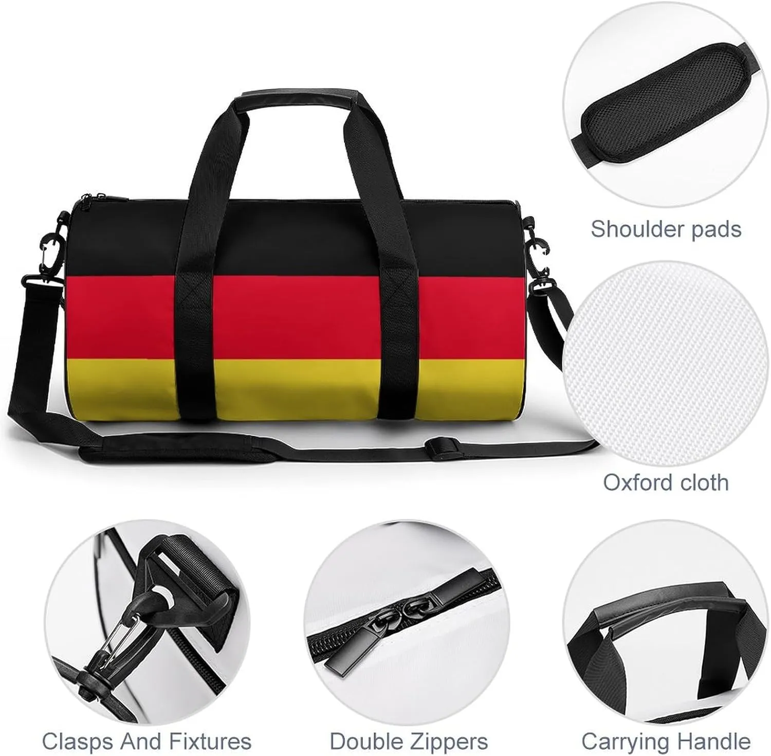 Germany Flag Travel Gym Duffel Bag for Women Men Dry Wet Separation Carry On Weekender
