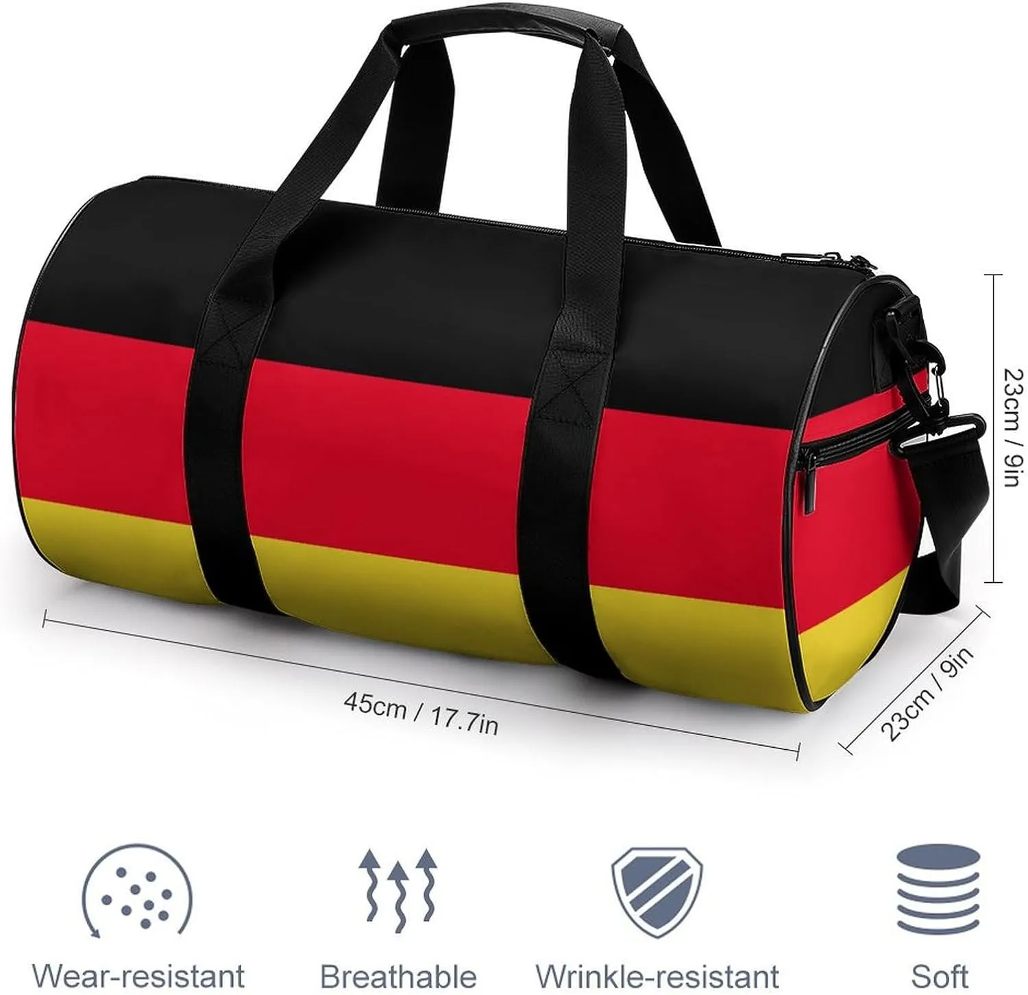 Germany Flag Travel Gym Duffel Bag for Women Men Dry Wet Separation Carry On Weekender