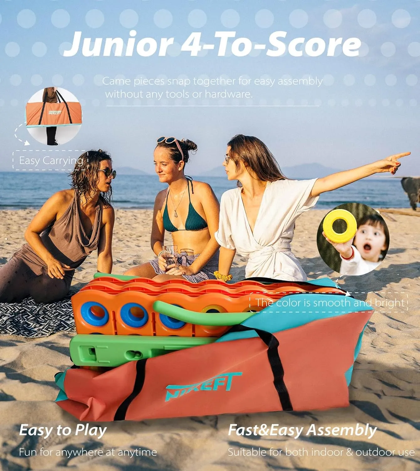 Giant 4-to-Score Game Bag, 47" Heavy-Duty 600D Oxford Fabric,Waterproof&Durable,Easy Transport with Extended Straps,Ideal for Outdoor Fun, BBQs and Camping (Orange&Green)