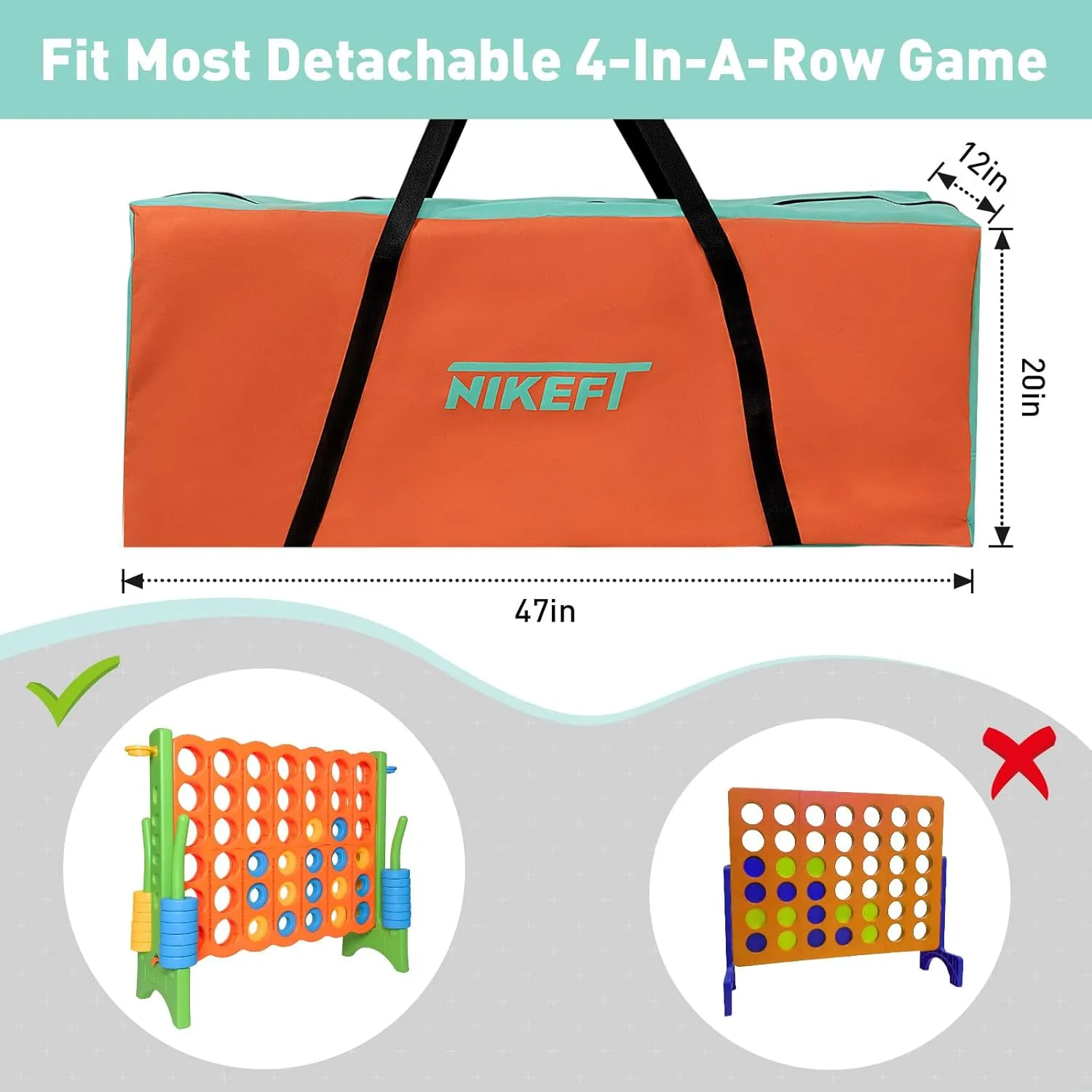 Giant 4-to-Score Game Bag, 47" Heavy-Duty 600D Oxford Fabric,Waterproof&Durable,Easy Transport with Extended Straps,Ideal for Outdoor Fun, BBQs and Camping (Orange&Green)