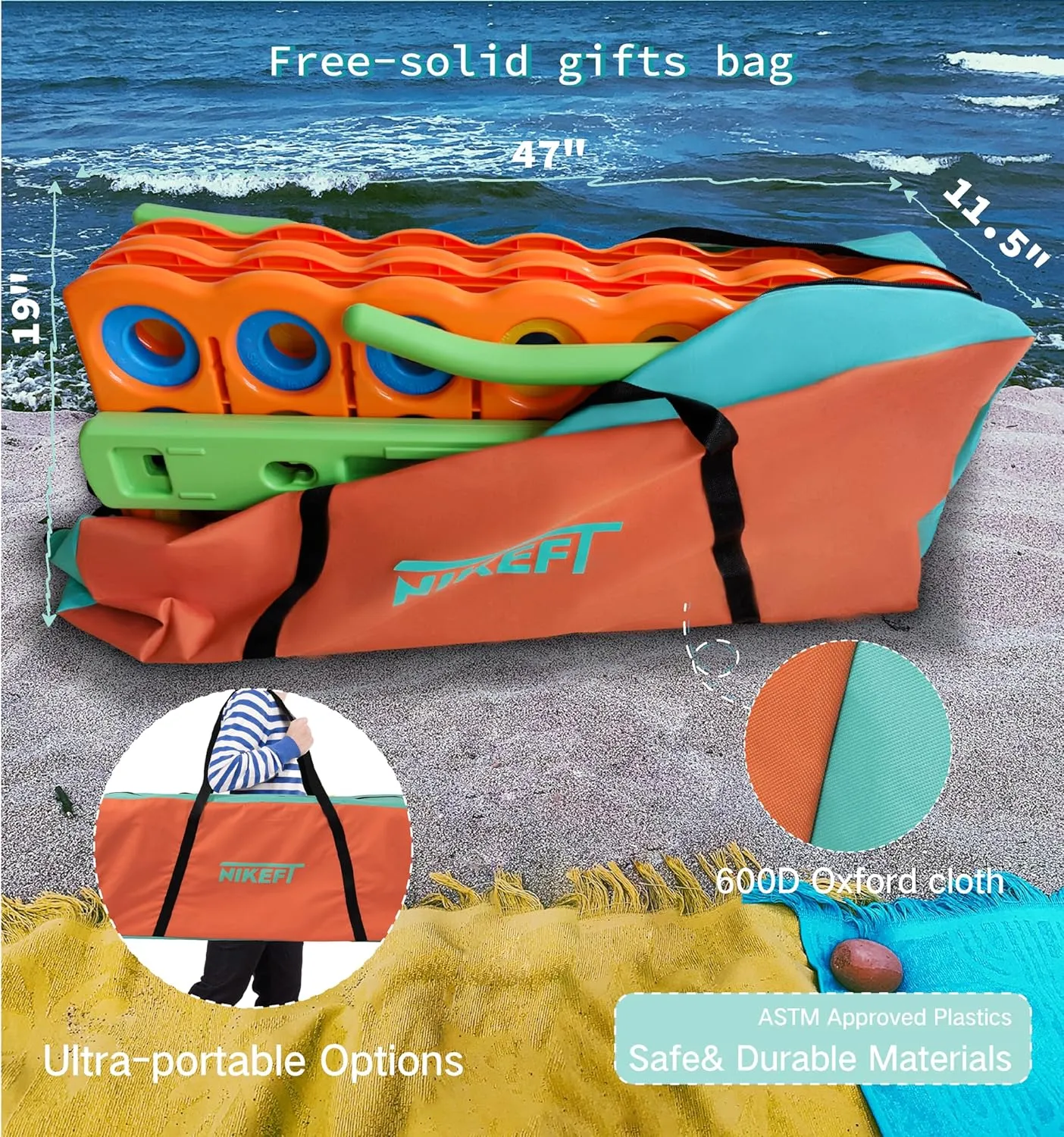 Giant 4-to-Score Game Bag, 47" Heavy-Duty 600D Oxford Fabric,Waterproof&Durable,Easy Transport with Extended Straps,Ideal for Outdoor Fun, BBQs and Camping (Orange&Green)