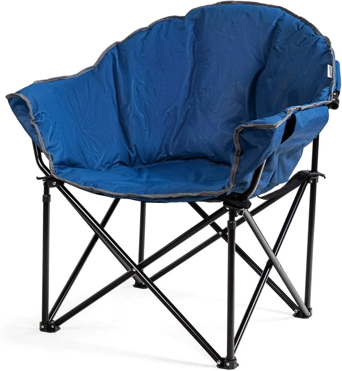 Giantex Portable Camping Chair, Outdoor Folding Moon Saucer Chair for Lawn with Soft Padded Seat, Cup Holder and Carry Bag