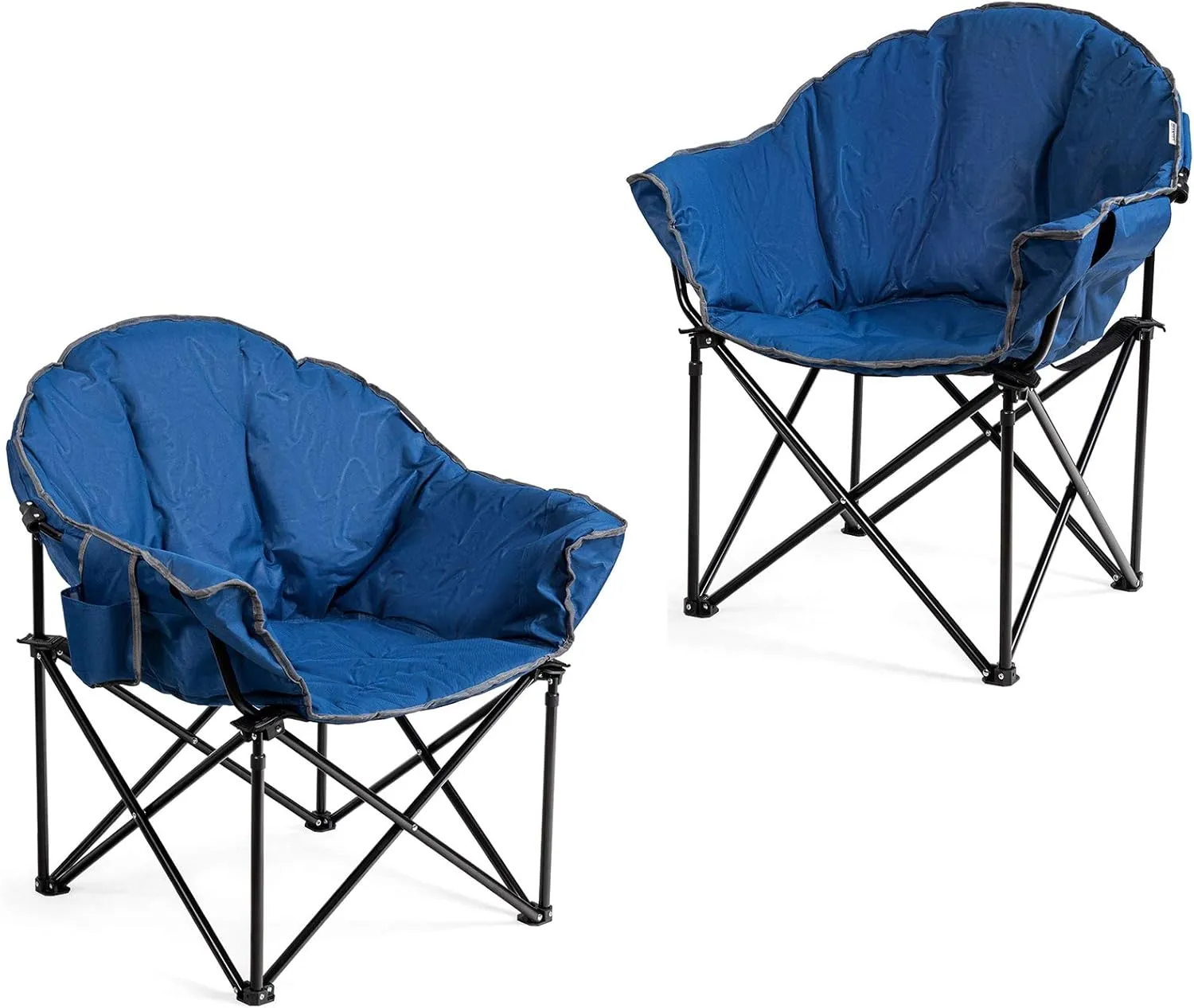 Giantex Portable Camping Chair, Outdoor Folding Moon Saucer Chair for Lawn with Soft Padded Seat, Cup Holder and Carry Bag