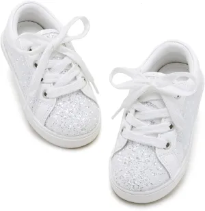 GINFIVE Toddler Girls Sneakers Little Girls Slip On Shoes Glitter Sneakers Toddler