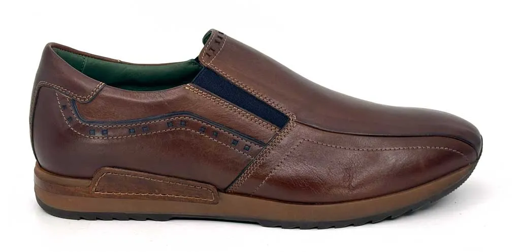 Giovanni Nougat Brown Slip-On Men's Leather Sneakers