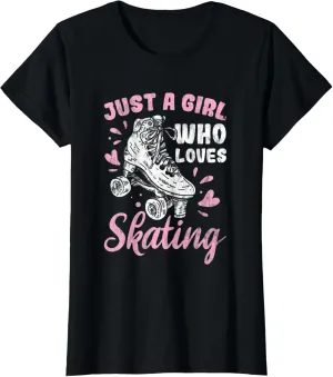 Girl Loves Skating Roller Derby Roller Skate T-Shirt