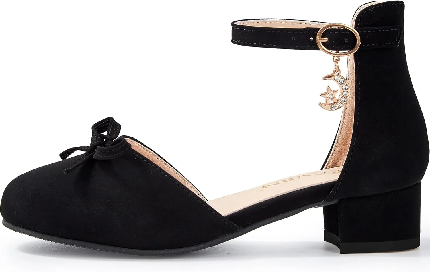 Girls Dress Shoes Closed Toe Heels Bowknot Ankle Strap Flower Pump Shoes Party Wedding School Sandals for Toddler Little Big Kid