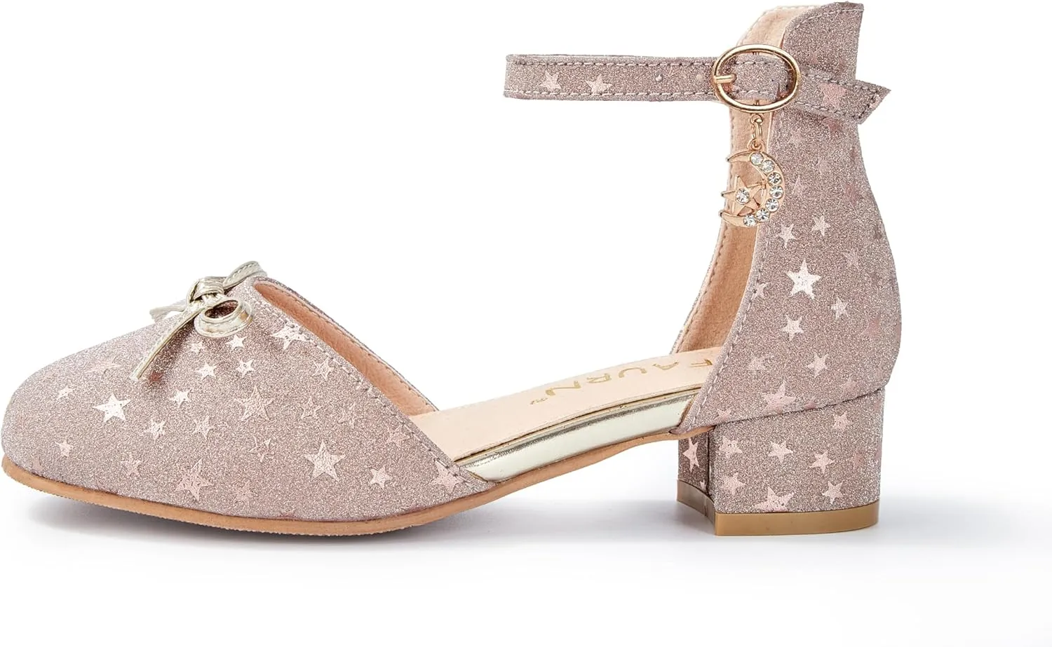 Girls Dress Shoes Closed Toe Heels Bowknot Ankle Strap Flower Pump Shoes Party Wedding School Sandals for Toddler Little Big Kid