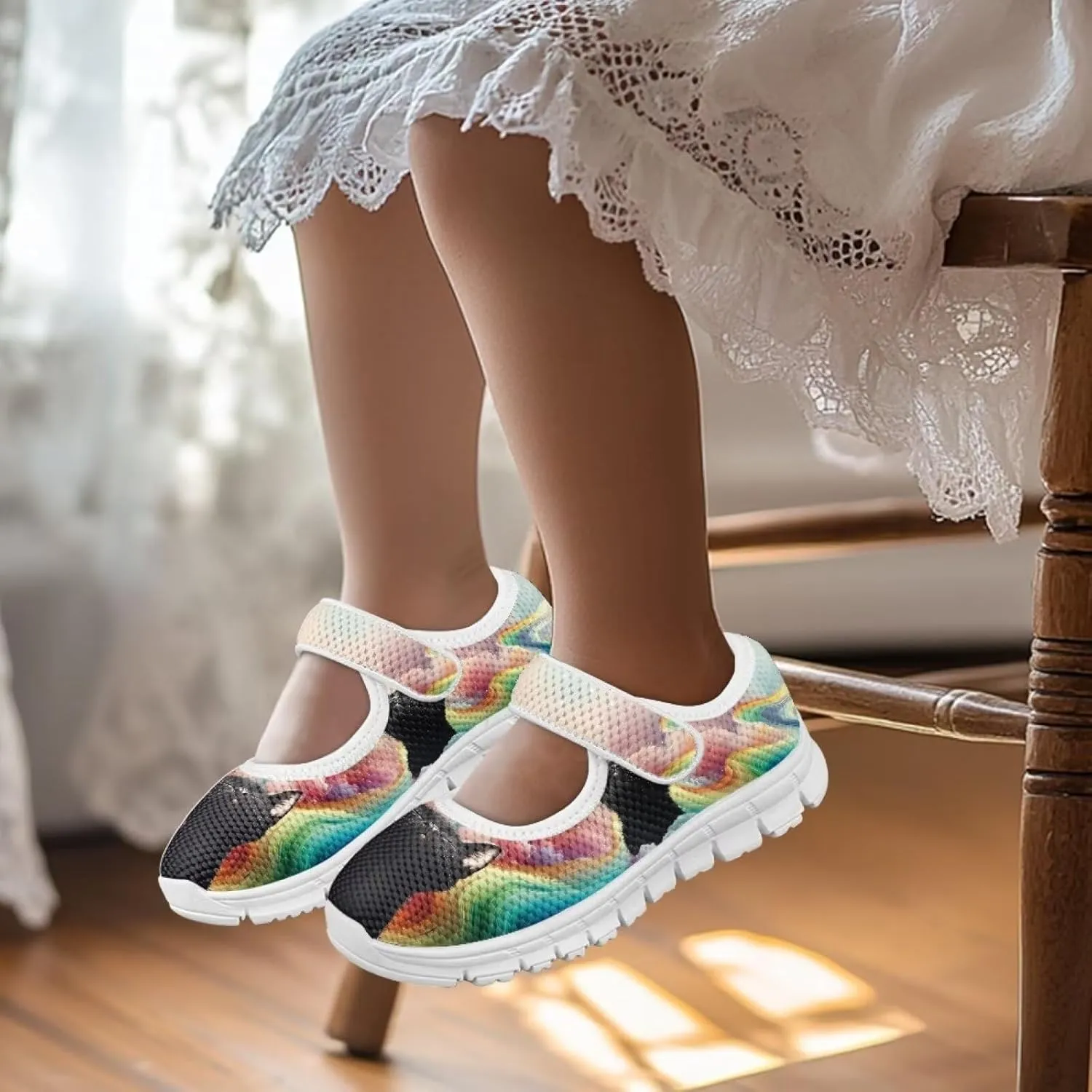 Girls Single Buckle Shoes,Kids Slip On Indoor Outdoor Shoes,Cartoon Mary Jane Flats Shoes for Girls Party