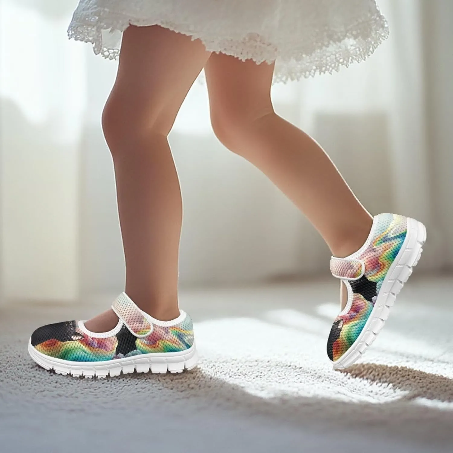 Girls Single Buckle Shoes,Kids Slip On Indoor Outdoor Shoes,Cartoon Mary Jane Flats Shoes for Girls Party