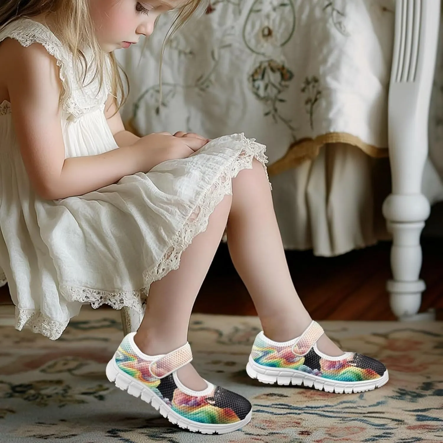 Girls Single Buckle Shoes,Kids Slip On Indoor Outdoor Shoes,Cartoon Mary Jane Flats Shoes for Girls Party