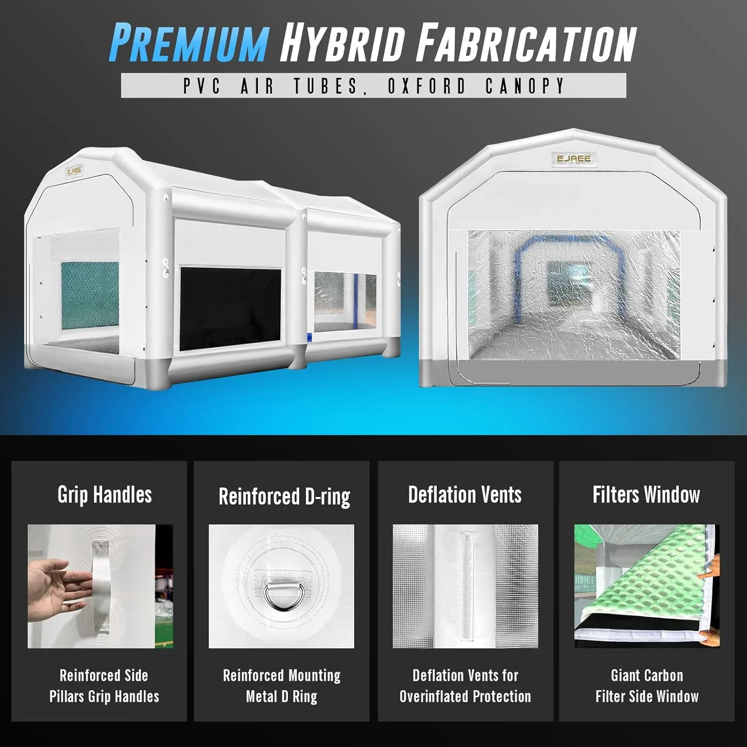 Gold Series 21x15x12Ft Inflatable Spray Paint Booth with Blowers for Compact Vehicles, Furniture & Collectible Restoration; Dust-Free Workspace for Custom Paint Jobs