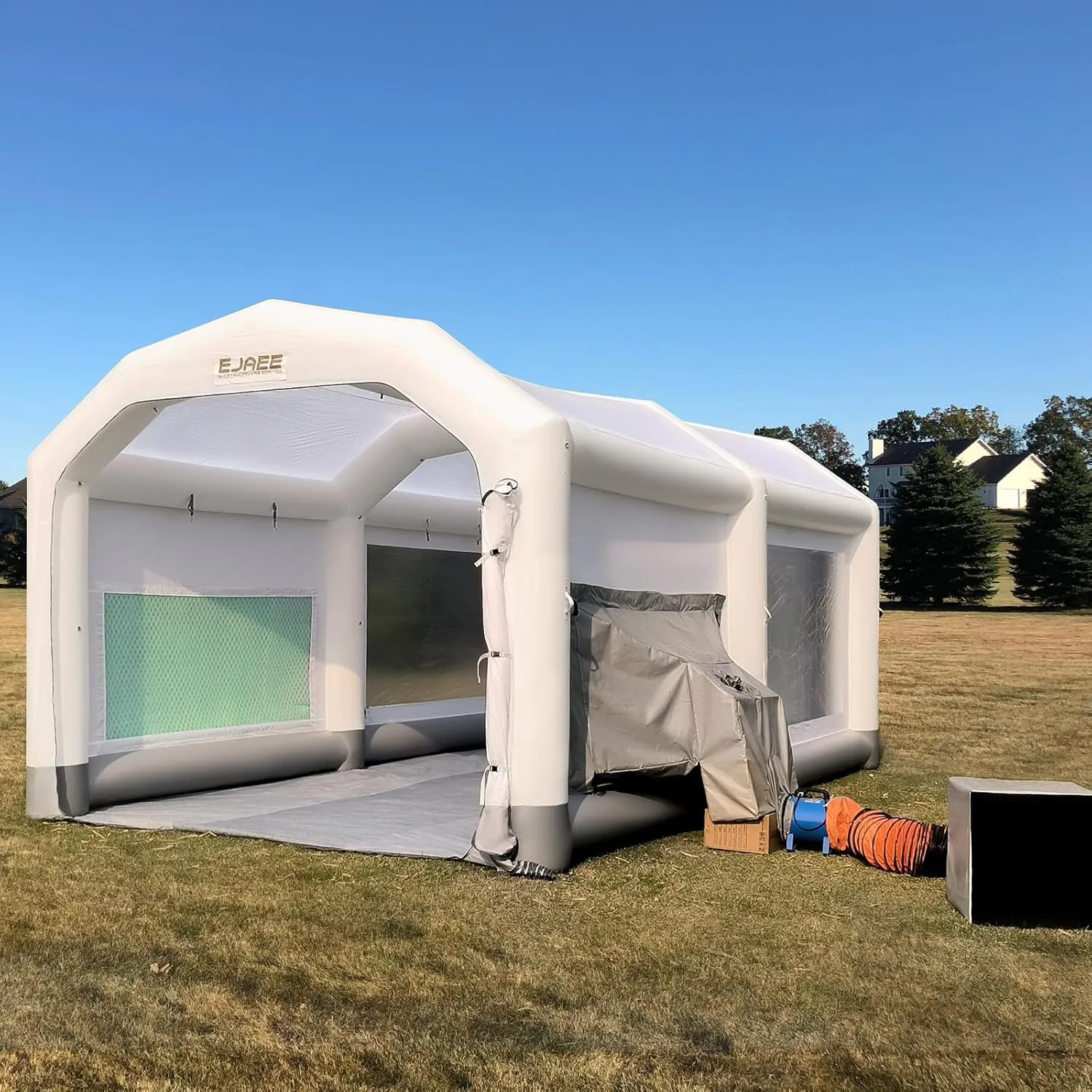 Gold Series 21x15x12Ft Inflatable Spray Paint Booth with Blowers for Compact Vehicles, Furniture & Collectible Restoration; Dust-Free Workspace for Custom Paint Jobs