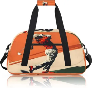Golf Themed Small Gym Bag 18 inch Carry On Duffel Bag for Weekender Travel Sports Workout Yoga Gymnastics Dance Ballet