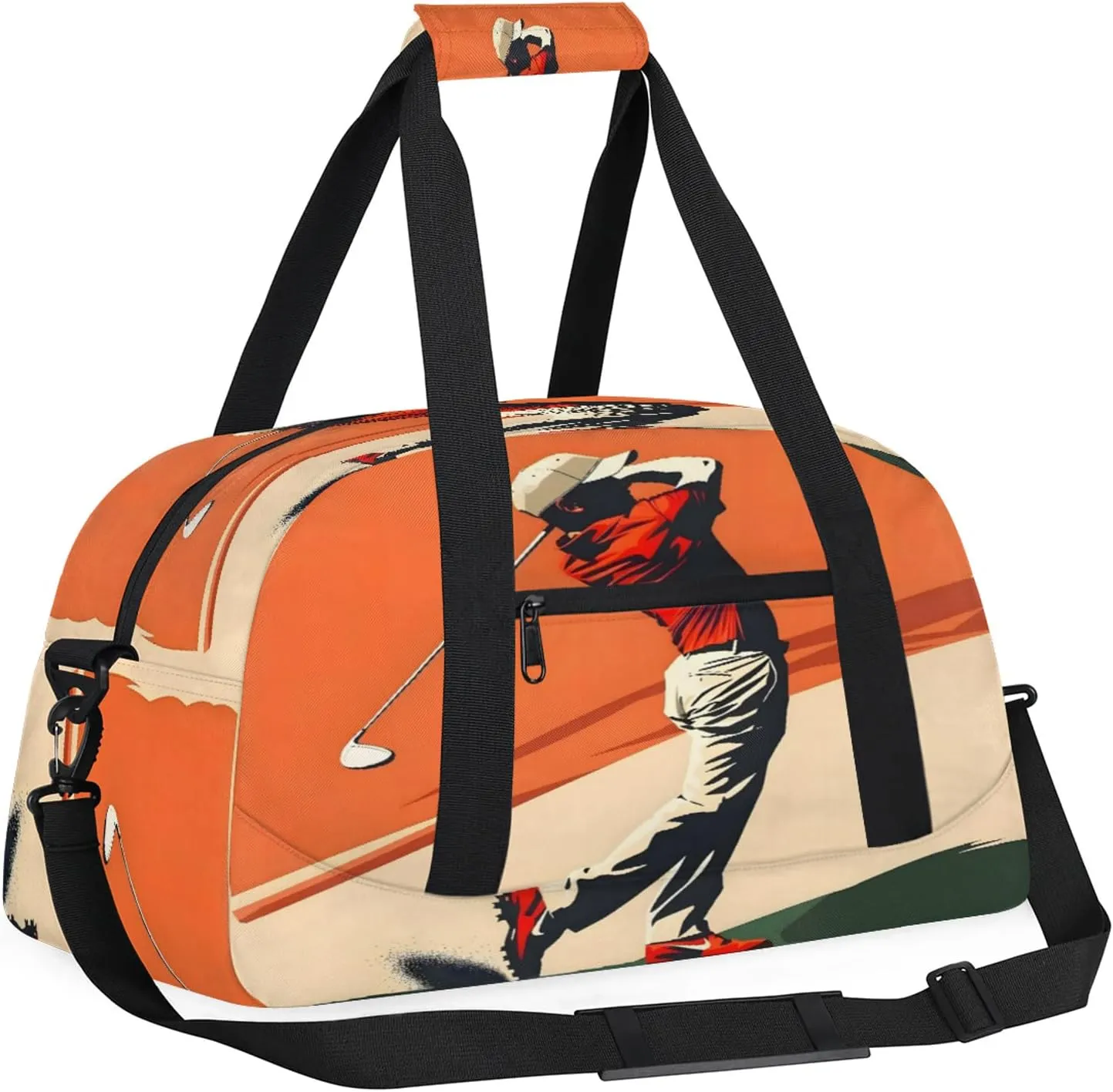 Golf Themed Small Gym Bag 18 inch Carry On Duffel Bag for Weekender Travel Sports Workout Yoga Gymnastics Dance Ballet