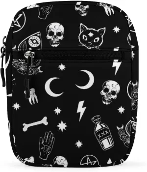 Gothic Trippy Moon Skull Cat Bone Detachable Shoulder Strap Small Shoulder Bag Unisex