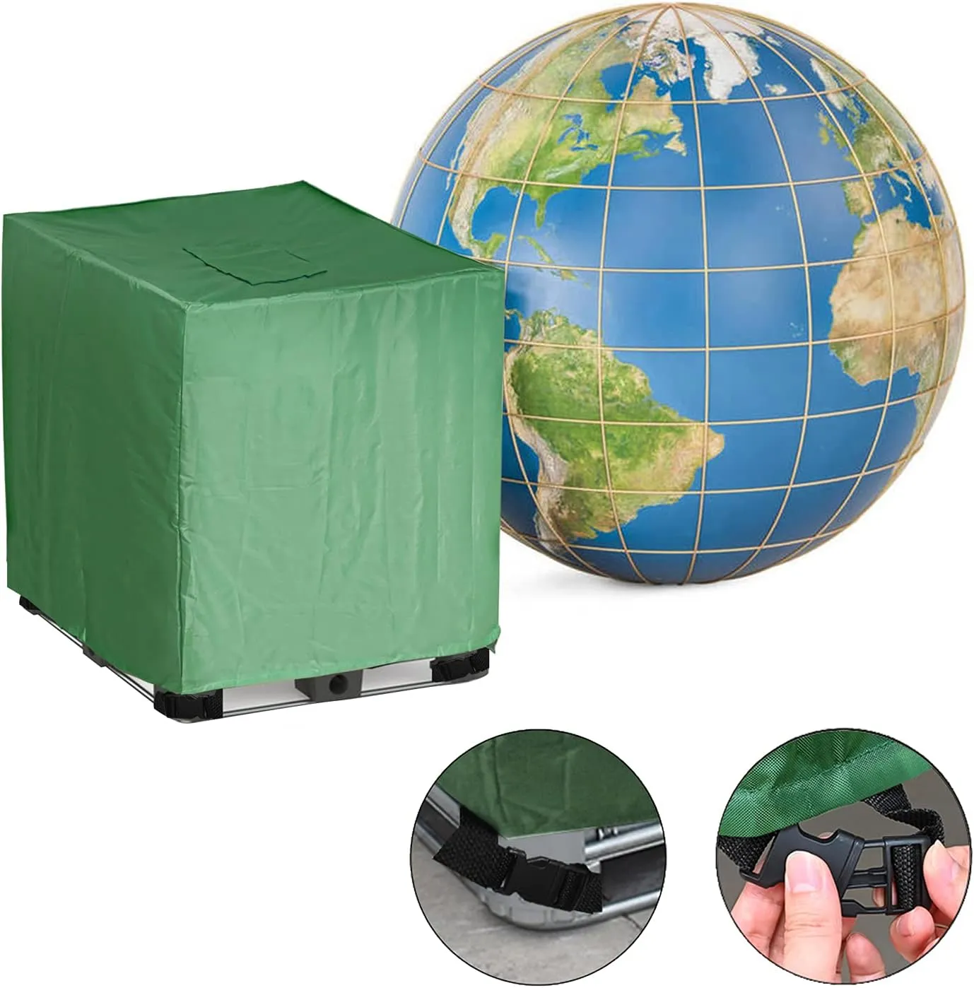Green 275 Gallon IBC Tote Cover Sunshade Water Proof Protective Hood 1000 L Garden Rain Water Tank