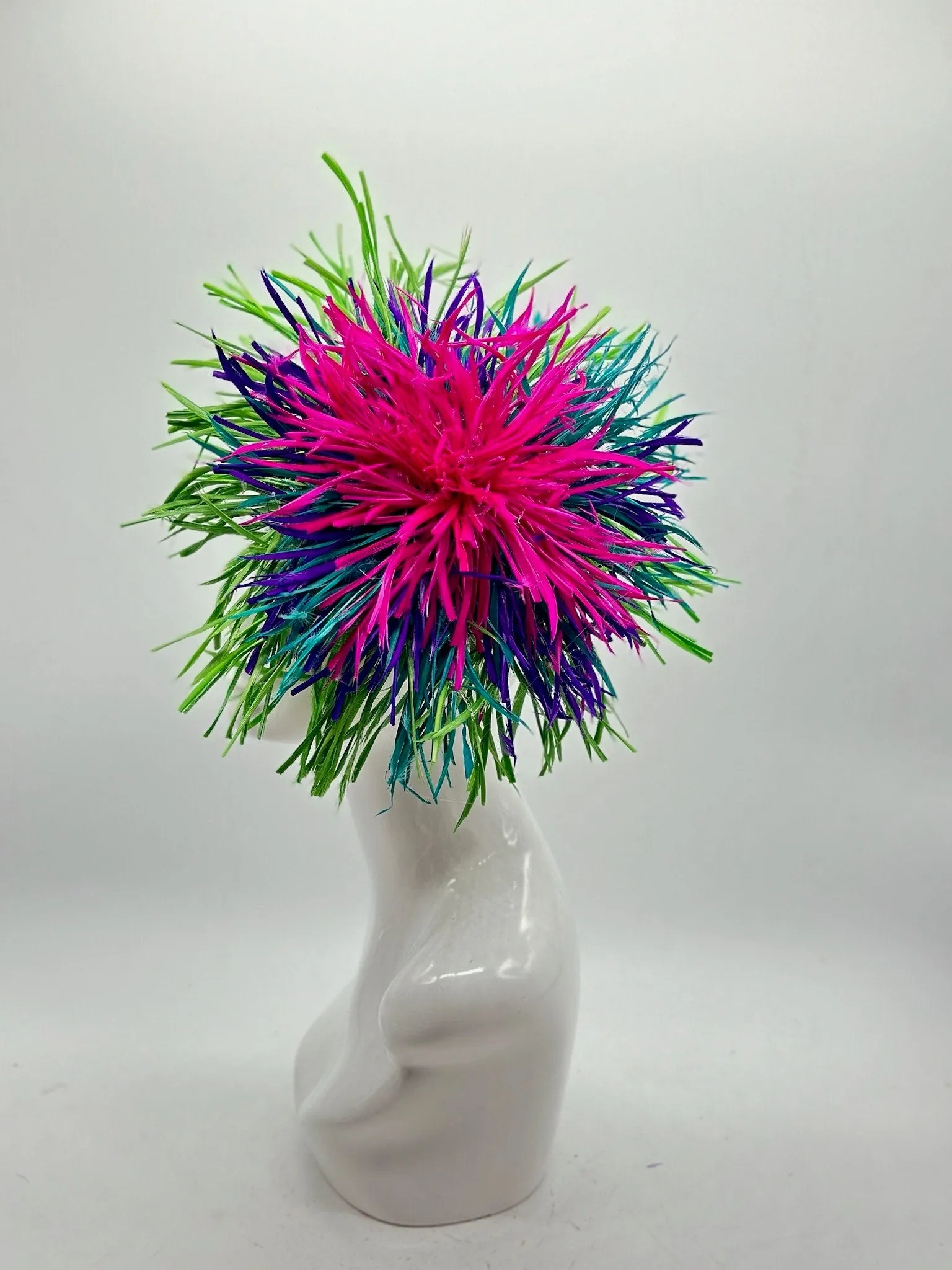 Green, Blue and Pink Derby Fascinator, Kentucky Derby Hat Alternative, Kentucky derby hat (GOLD LINE)