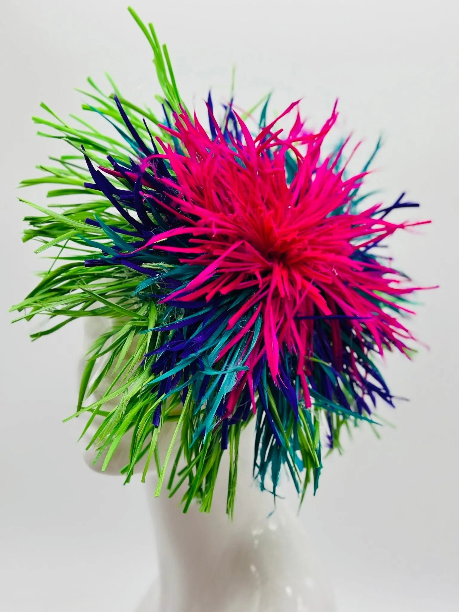 Green, Blue and Pink Derby Fascinator, Kentucky Derby Hat Alternative, Kentucky derby hat (GOLD LINE)