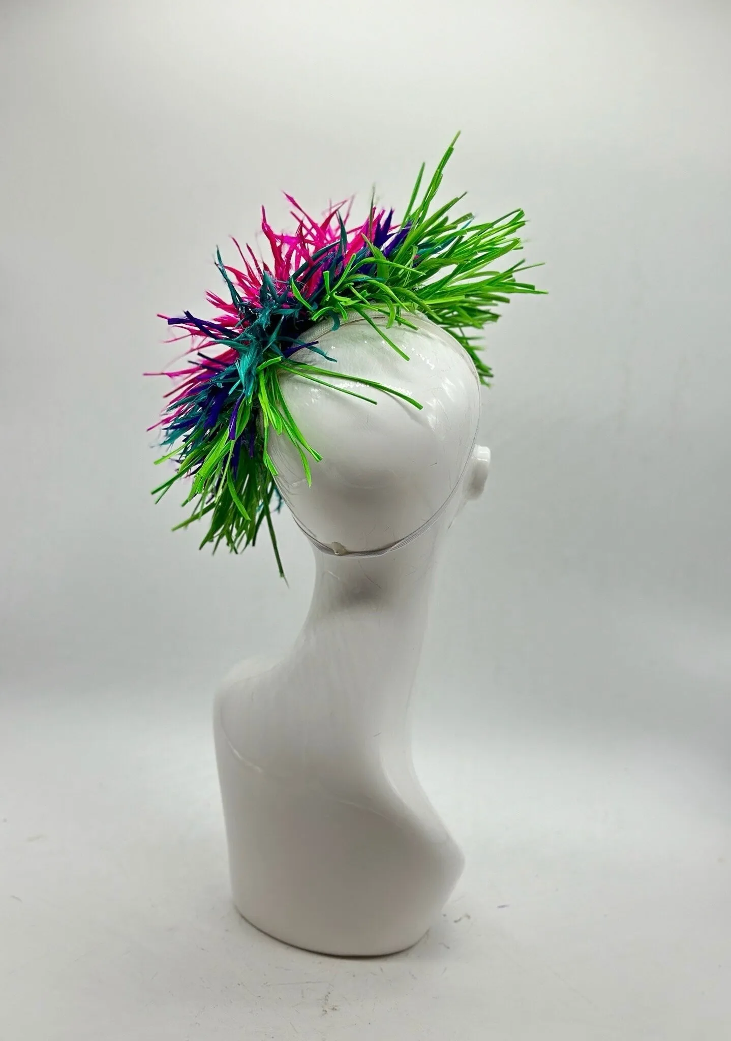 Green, Blue and Pink Derby Fascinator, Kentucky Derby Hat Alternative, Kentucky derby hat (GOLD LINE)