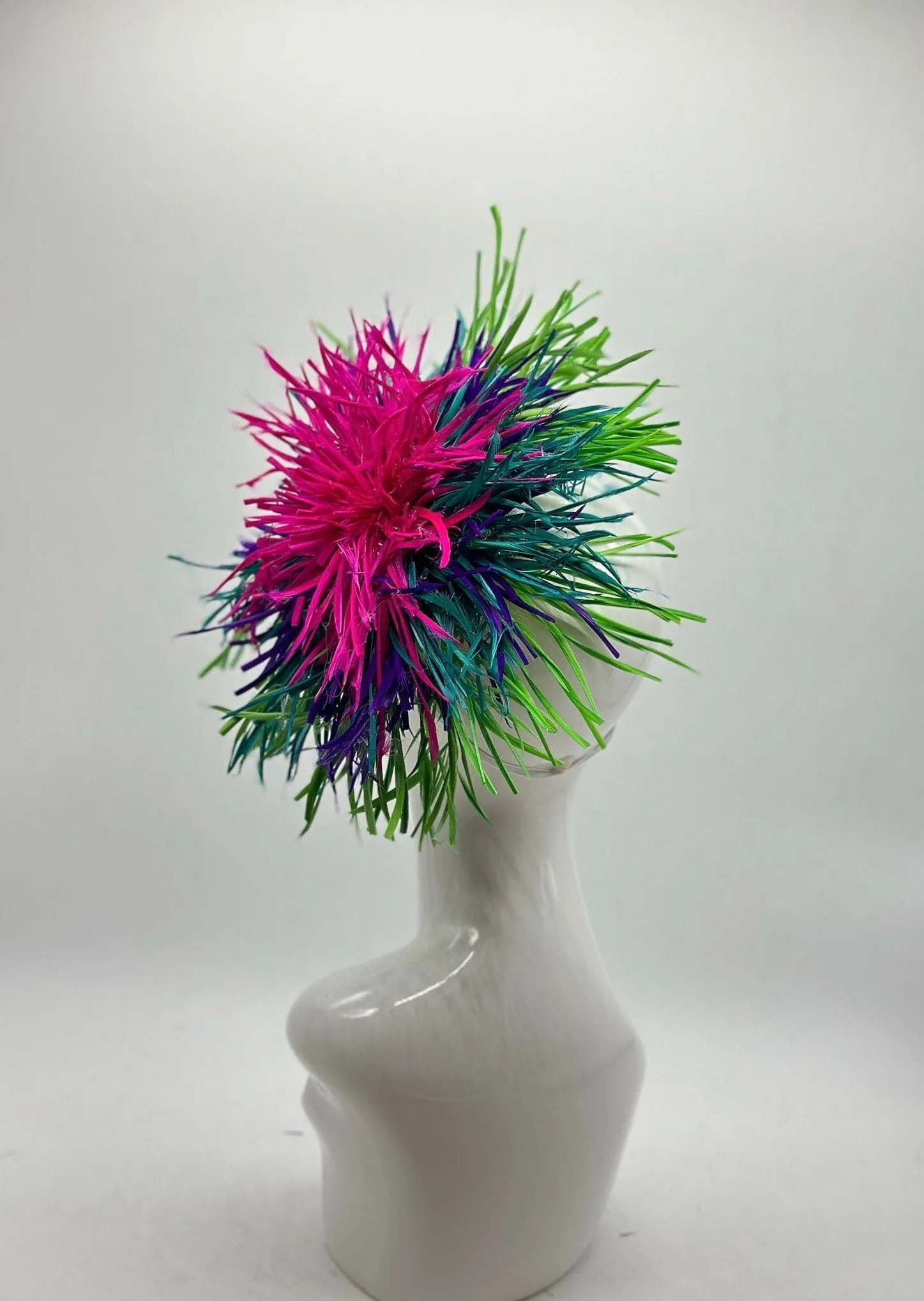 Green, Blue and Pink Derby Fascinator, Kentucky Derby Hat Alternative, Kentucky derby hat (GOLD LINE)