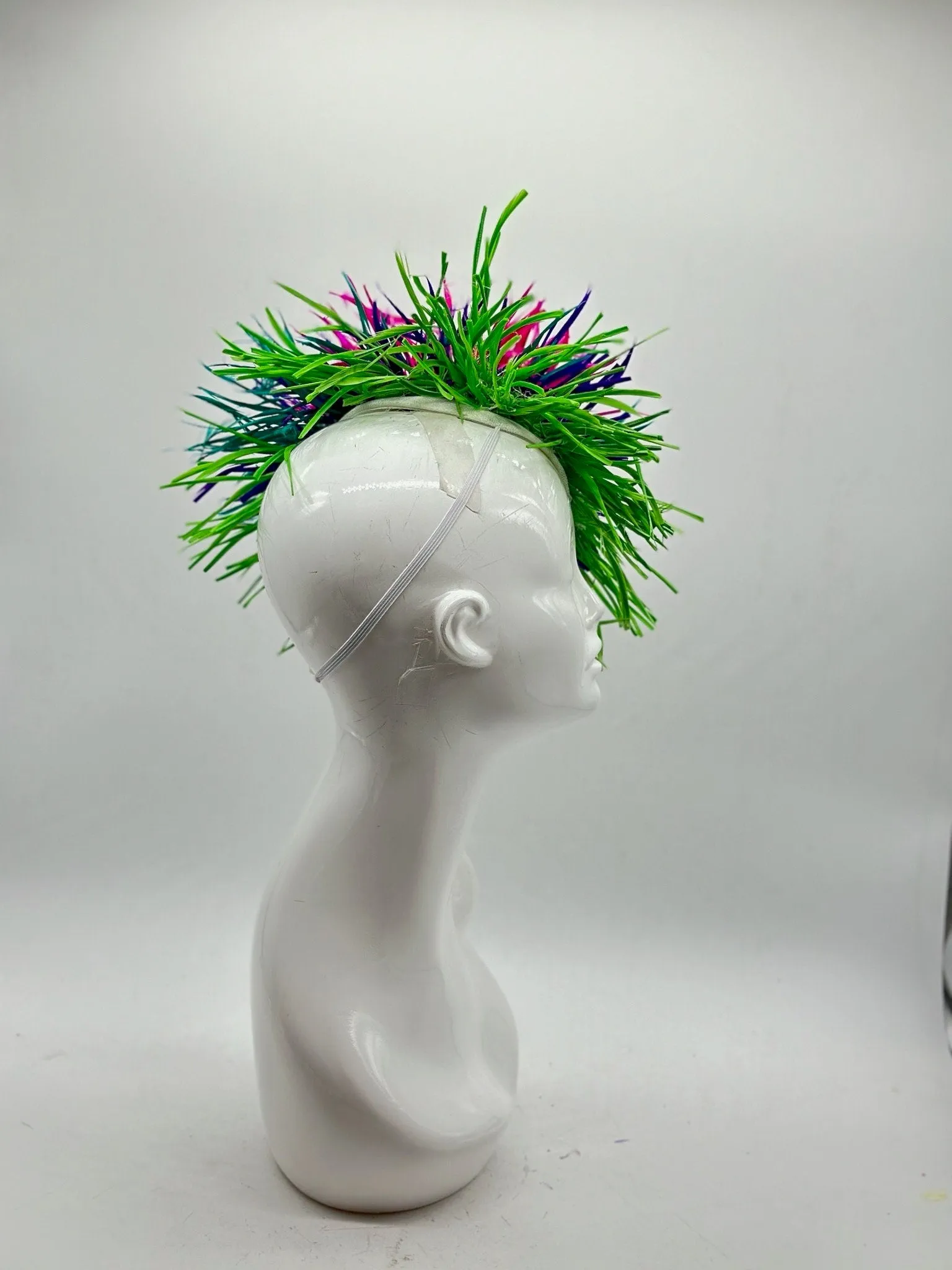 Green, Blue and Pink Derby Fascinator, Kentucky Derby Hat Alternative, Kentucky derby hat (GOLD LINE)