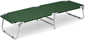 Green Folding Steel Frame Military Cot Recliner Hiking Portable Bed w/Dust Cover