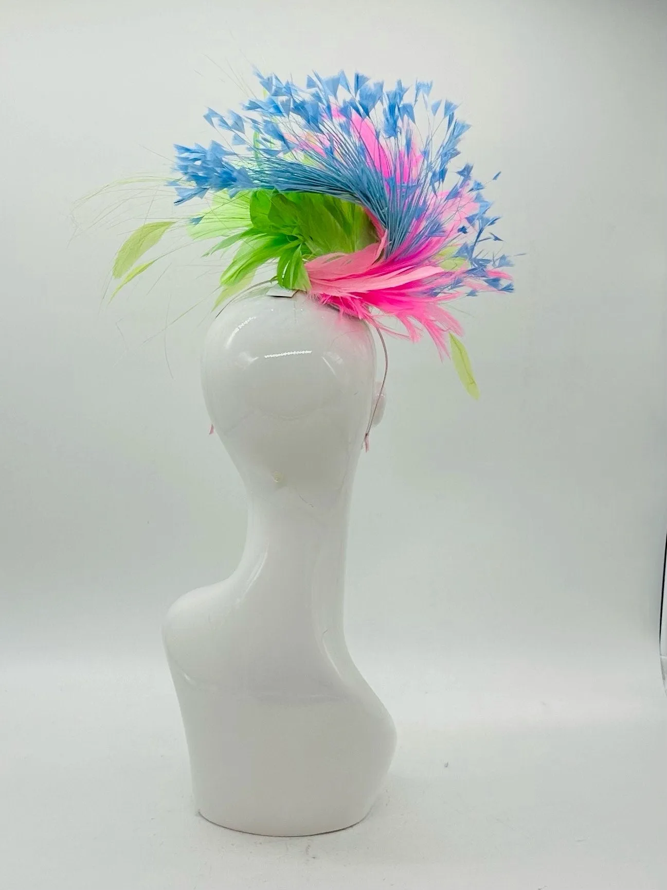 Green, Pink and Blue  Derby Fascinator, Kentucky Derby Hat Alternative, Kentucky derby hat (GOLD LINE)
