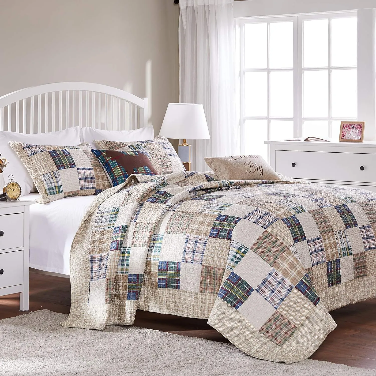 Greenland Home Oxford Quilt Set, Full/Queen, Multicolor, 3 Piece