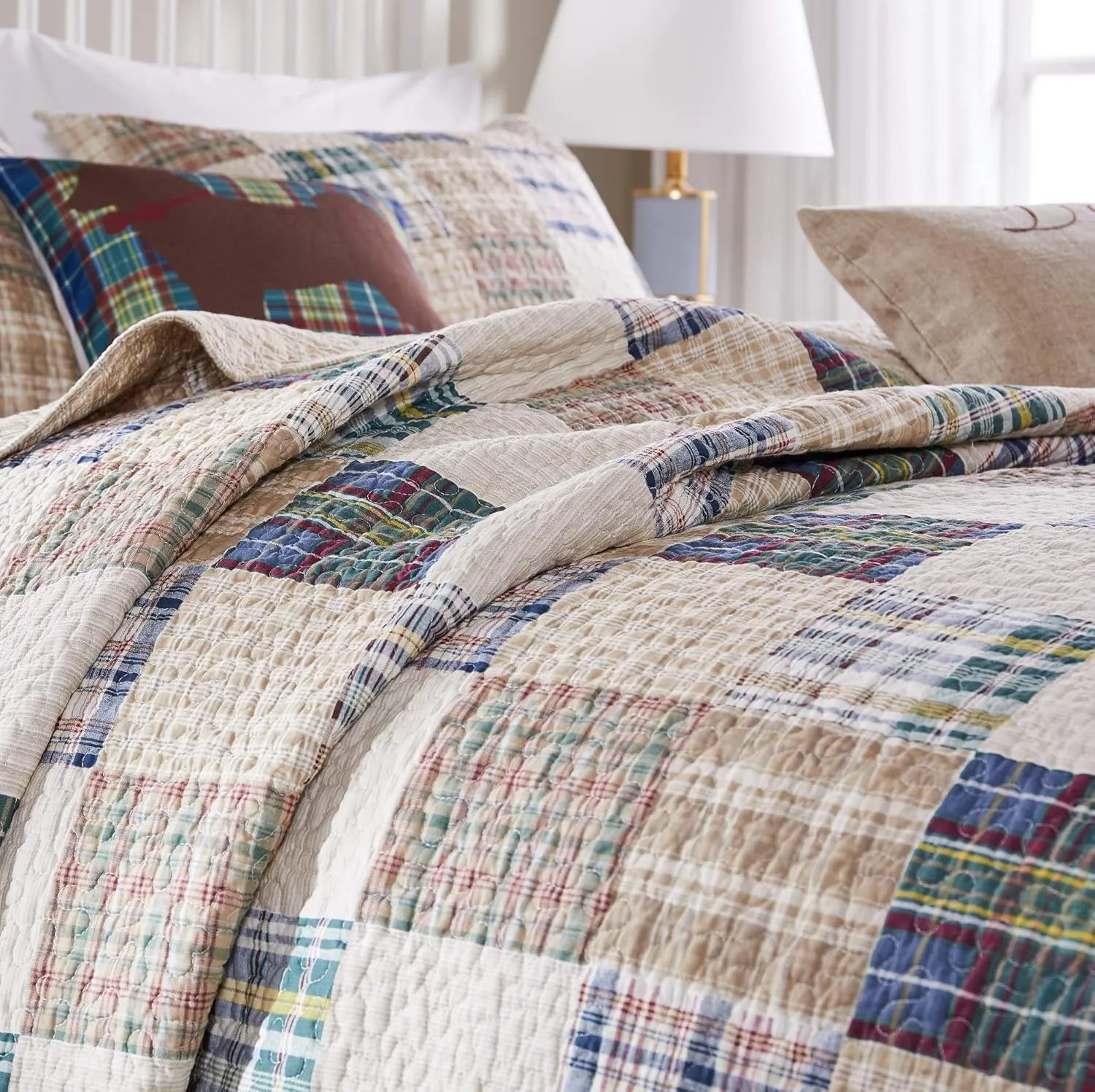 Greenland Home Oxford Quilt Set, Full/Queen, Multicolor, 3 Piece